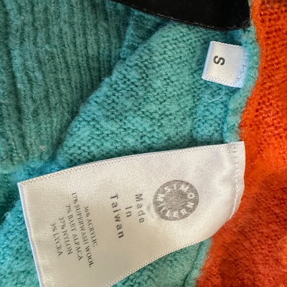 Simon Miller Blue Colorblock Cardigan Sweater SMALL Alpaca Wool Whimsical $365 - Picture 11 of 12